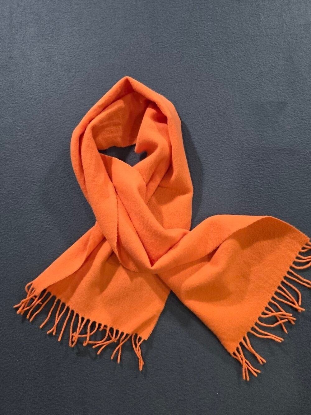 Manifatlura Almar Orange Wool Fleece Scarf Hunting Gear Made in Italy A009609